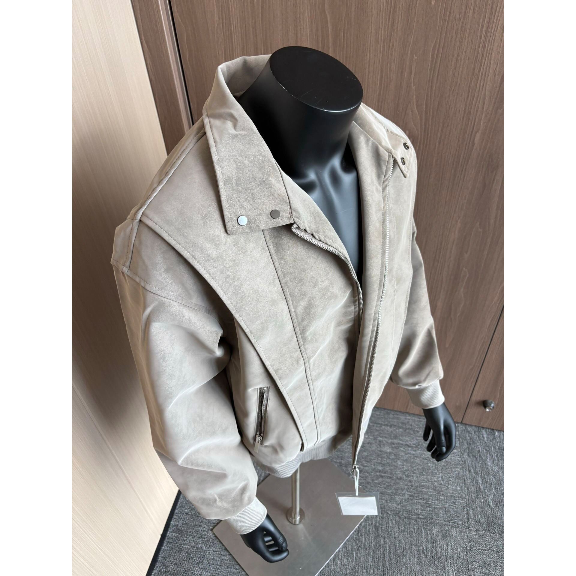 美式解构立领皮衣外套男款高级感工装机车服cleanfit短款飞行夹克