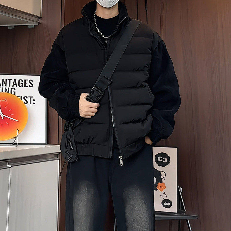 2026潮牌新款加厚排骨棉衣男针织拼接冬装外套男女情侣ins潮棉服