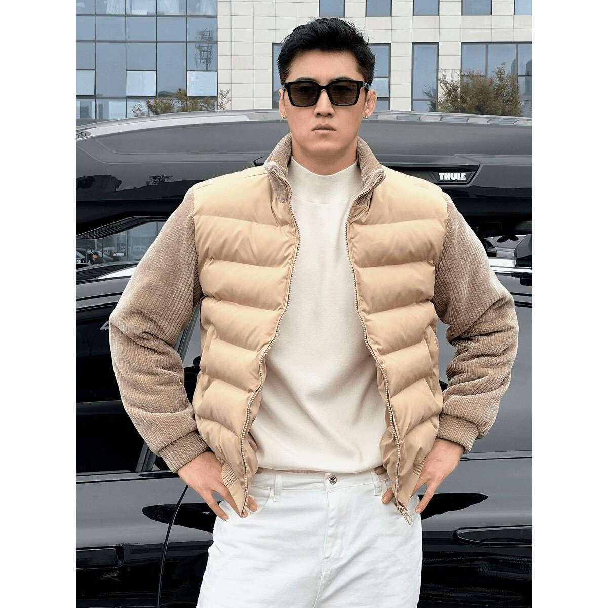 丁先森-新款加厚排骨棉衣针织拼接冬装外套男女情侣款