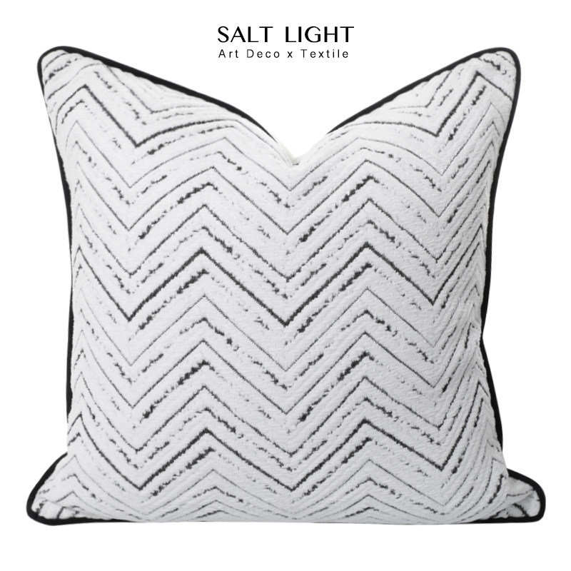 现代简约轻奢黑白几何肌理雪尼尔靠垫客厅沙发抱枕别墅样板房方形