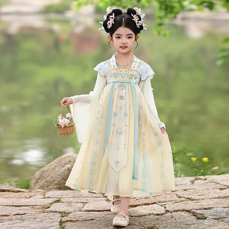 2025女童汉服夏款儿童连衣裙女宝宝古风超仙小女孩公主襦裙齐胸裙