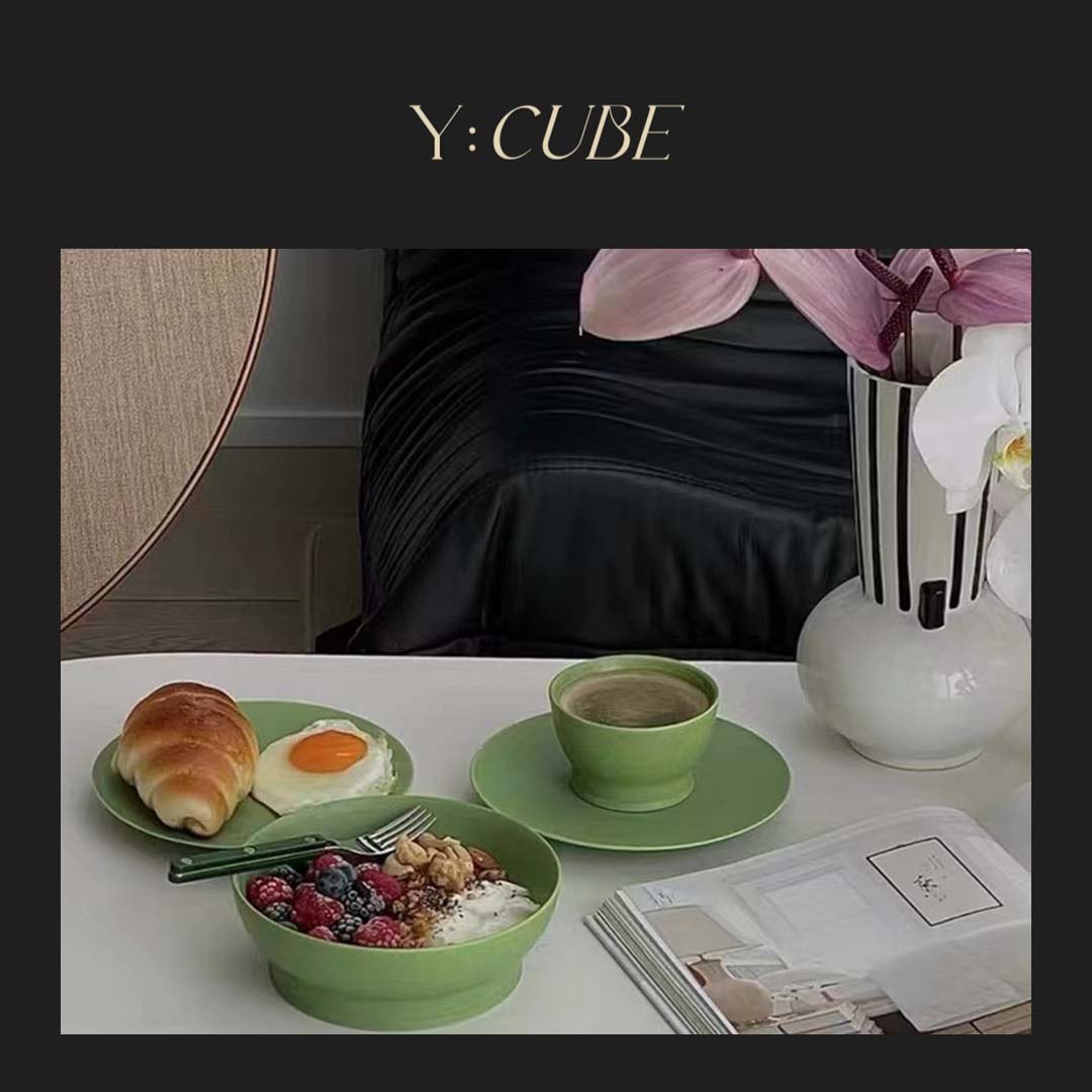 Y:CUBE比利时进口Serax DÉ Ann Demeulemeester绿色纯色中西餐碗