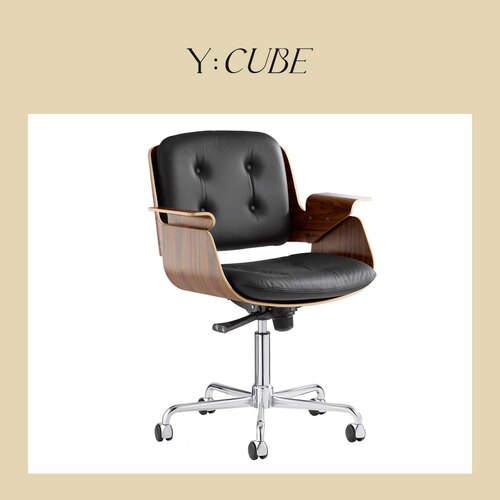 全新现货Y:CUBE德国进口Tecta D49现代包豪斯书房木皮质扶手椅子