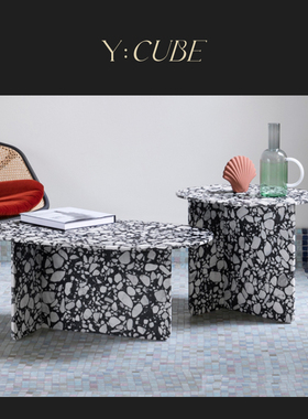 现货Y:CUBE意大利进口Miniforms Chap大理石玻璃椭圆咖啡桌边几