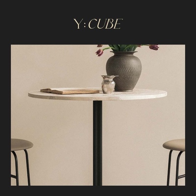 现货Y:CUBE丹麦进口Audo Harbour Column几何金属石材圆形吧桌子