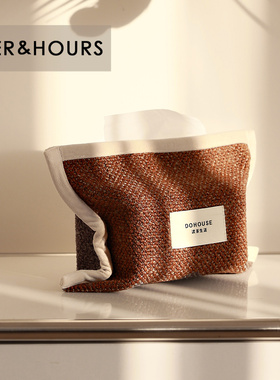 渡家生活原创设计布艺纸巾盒客厅高档轻奢风抽纸收纳袋家用餐巾