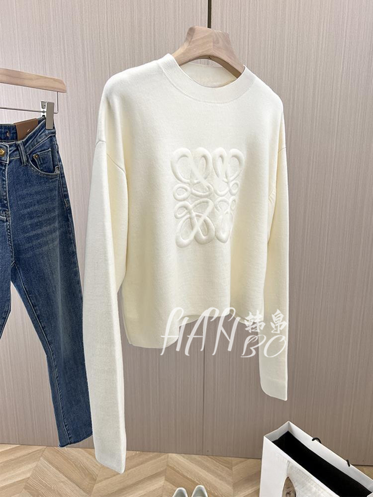 BIG BRAND DISCOUNTS FOREIGN TRADE ORIGINAL SINGLE WOMENS CLOTHING WOOL RELIEF LAZY LOOSE WIND LONG-SLEEVED KNITWEAR TOPS