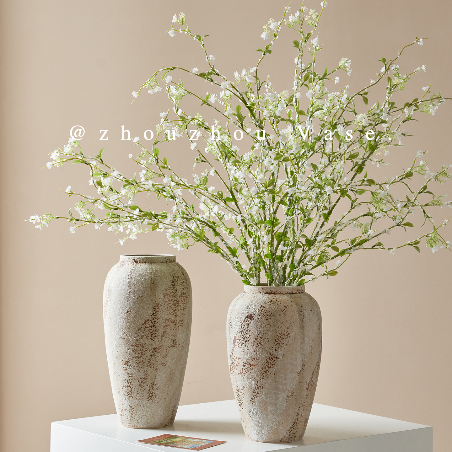 景德镇法式复古侘寂风陶瓷花瓶桌面装饰摆件水养鲜花插干花新中式