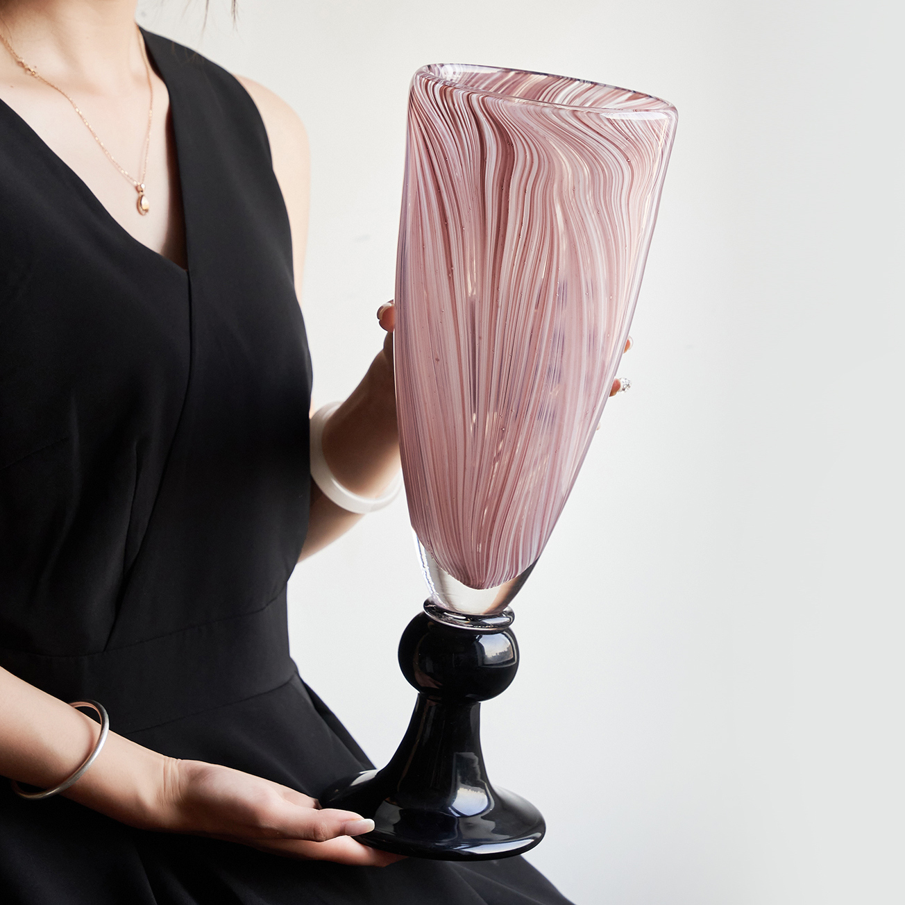 花瓶法式复古高级感水养鲜花百合蝴蝶兰仿真槐蕊花插花餐桌摆件大