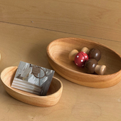 日式 桌面迷你木质首饰收纳盒玄关钥匙杂物整理置物盘实木小盘子