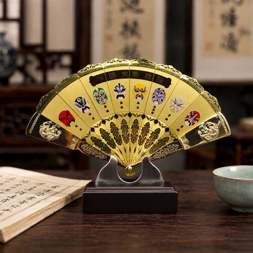 中国风特色京剧金扇民间外事礼品
