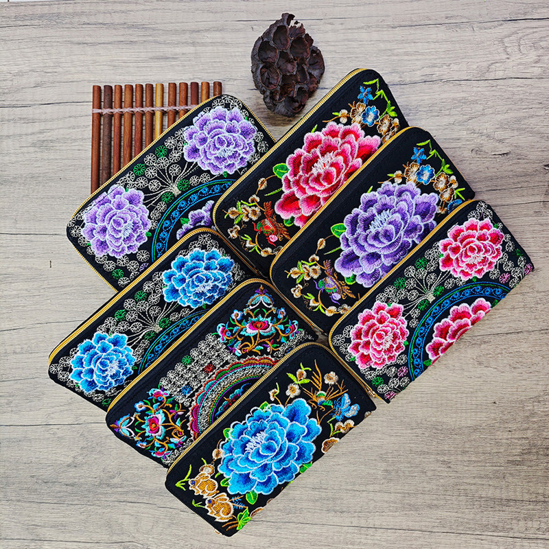 民族风布钱包中国风特色绣花包包刺绣钱夹钱包休闲包时尚女士手拿