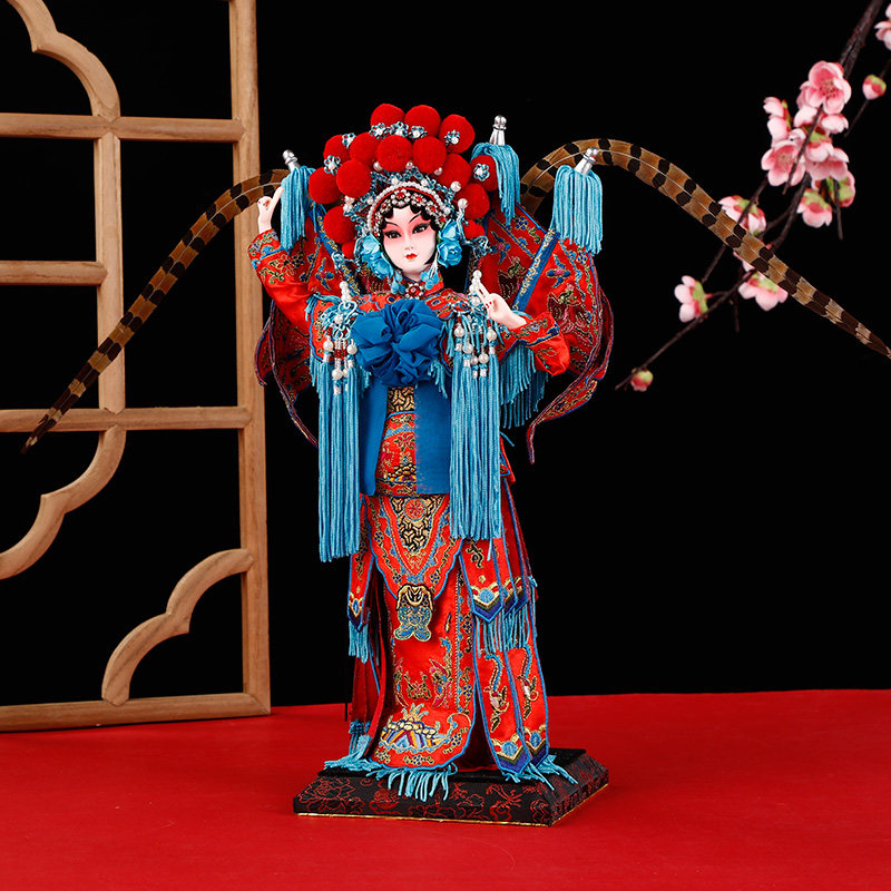 大号刺绣绢人中国特色礼品北京纪念人偶娃娃京剧戏曲人物昆曲摆件