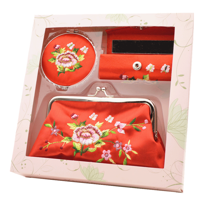 Embroidery presbyopic glasses Bead Red box coin purse suit Special gift Foreigner go abroad Chinese style Business giftsin the Arts and crafts , Folk arts and crafts Features , Embroidery  category - from Buy2taobao.com to provide professional Taobao agent buy service