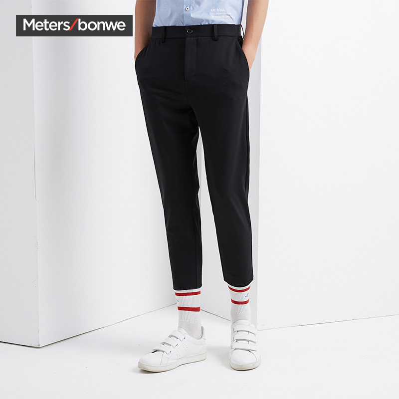 美特斯邦威男士新款潮流纯色休闲裤时尚百搭九分裤749134