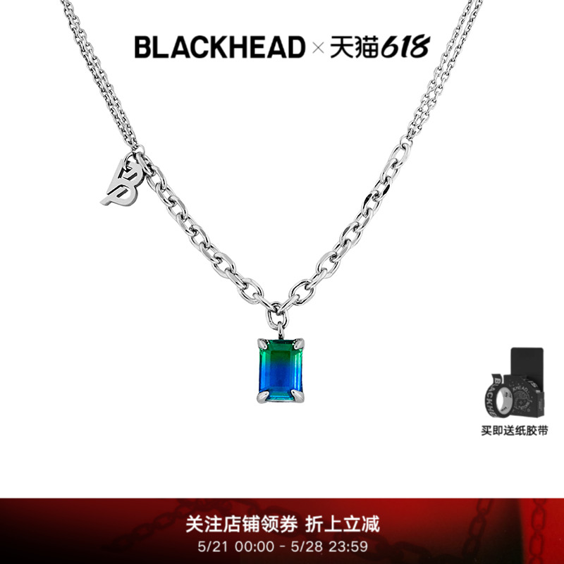 blackhead蛇牙镶嵌渐变吊坠项链