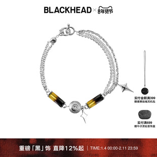 BLACKHEAD/黑头黑胶浪潮系列渐变骨碟手链简约个性原创设计