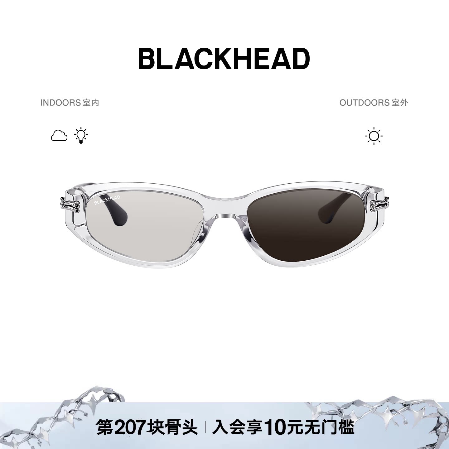 BLACKHEAD窄方框骨骼墨镜图片