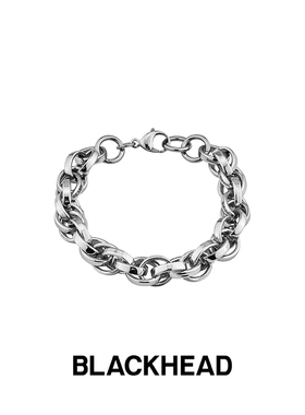 BLACKHEAD/黑头潮流街头创意时尚复古钛钢麻花链手链男女情侣款