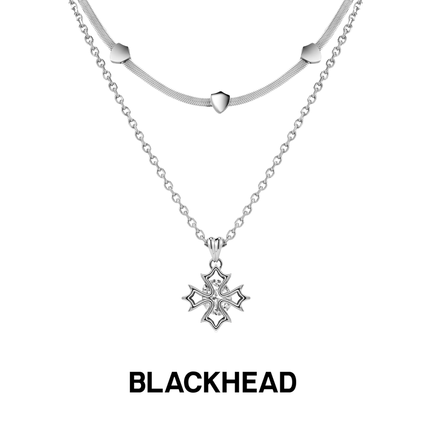 【卓沅同款】BLACKHEAD/黑头出逃舞会系列十字花双层项链简约