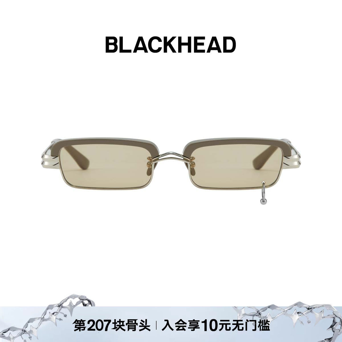 BLACKHEAD/黑头叁蛇灵引系列原创设计金属复古窄框时尚墨镜男女图片
