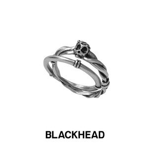 BLACKHEAD/黑头S925银骷髅双层戒指原创设计双层别致女新款万圣节