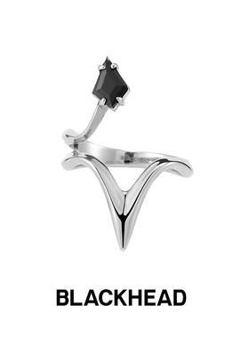 BLACKHEAD/黑头新月骑士系列四芒星盔甲戒指原创设计新年
