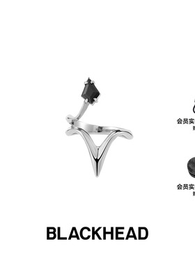 BLACKHEAD/黑头新月骑士系列四芒星盔甲戒指原创设计小众女