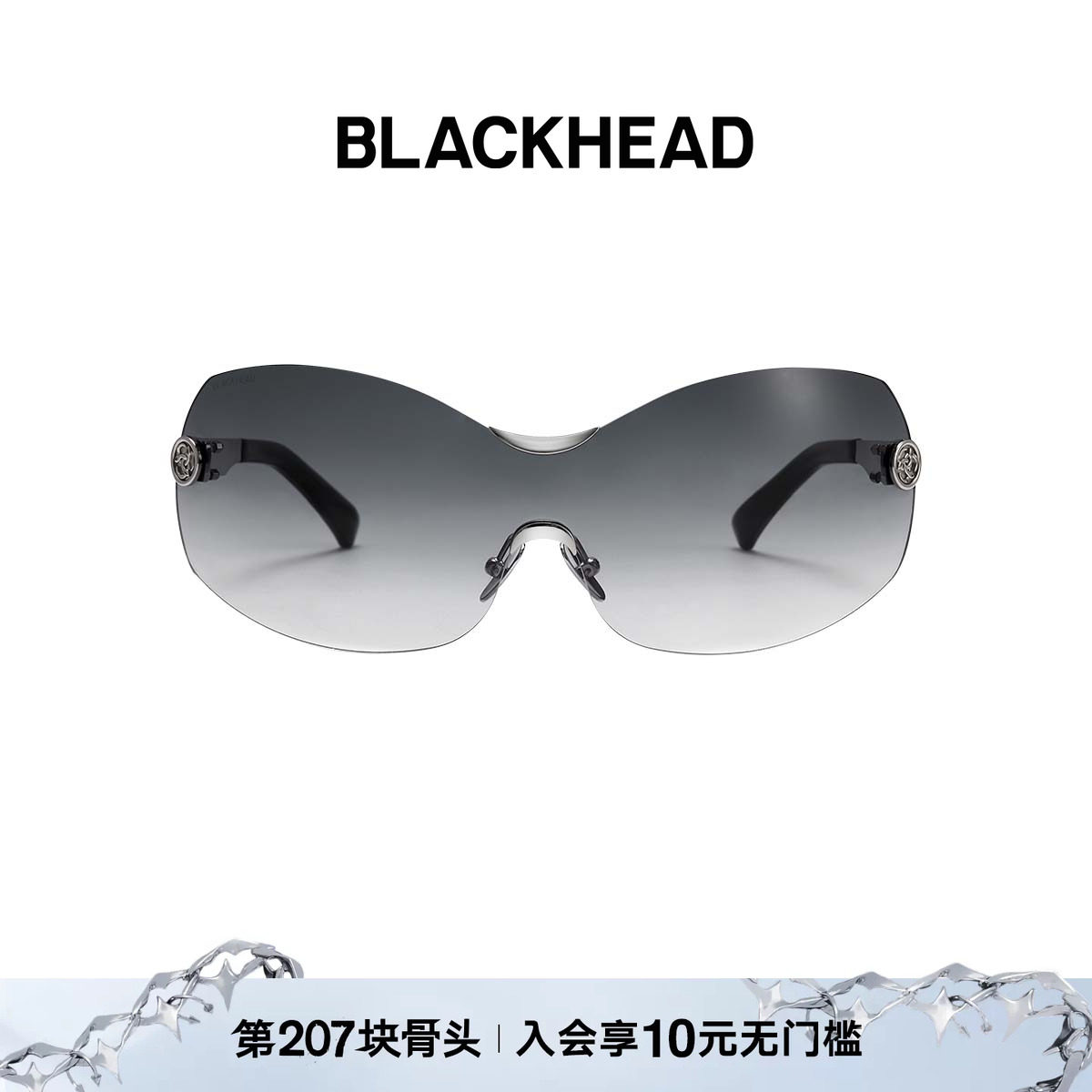 BLACKHEAD/黑头新月骑士系列一片式曲面墨镜原创设计夸张酷帅男女图片