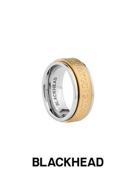 BLACKHEAD/黑头设计师潮牌 趣味旋转俄语字母标语钛钢戒指张云雷