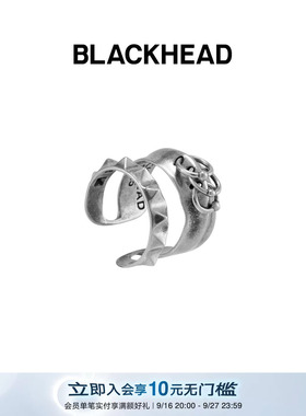 BLACKHEAD/黑头S925银双层穿刺铆钉银戒指原创设计个性春夏新女
