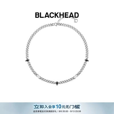 【敖瑞鹏吴磊同款】BLACKHEAD/黑头新月骑士系列骑士异形锆石项链