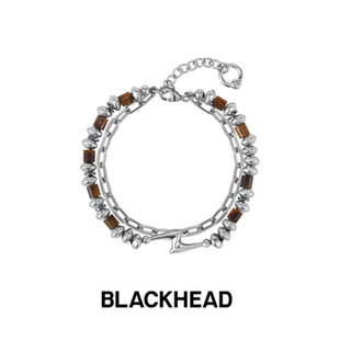 BLACKHEAD/黑头黄虎眼天然串珠手链新款原创设计男女个性