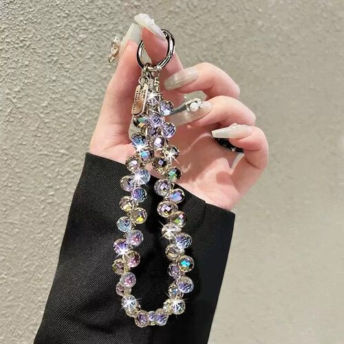奢华高级感水晶手提链条手腕短挂绳带夹片壳汽车钥匙扣包包挂件潮