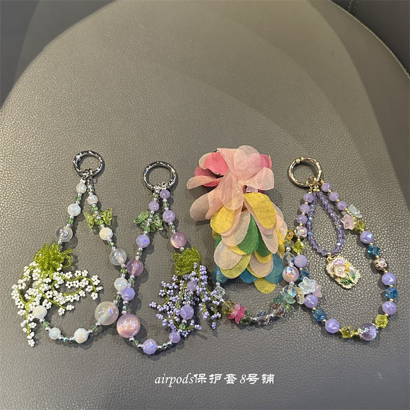 夏日彩色串珠挂链包包车钥匙挂坠airpods耳机壳挂饰品