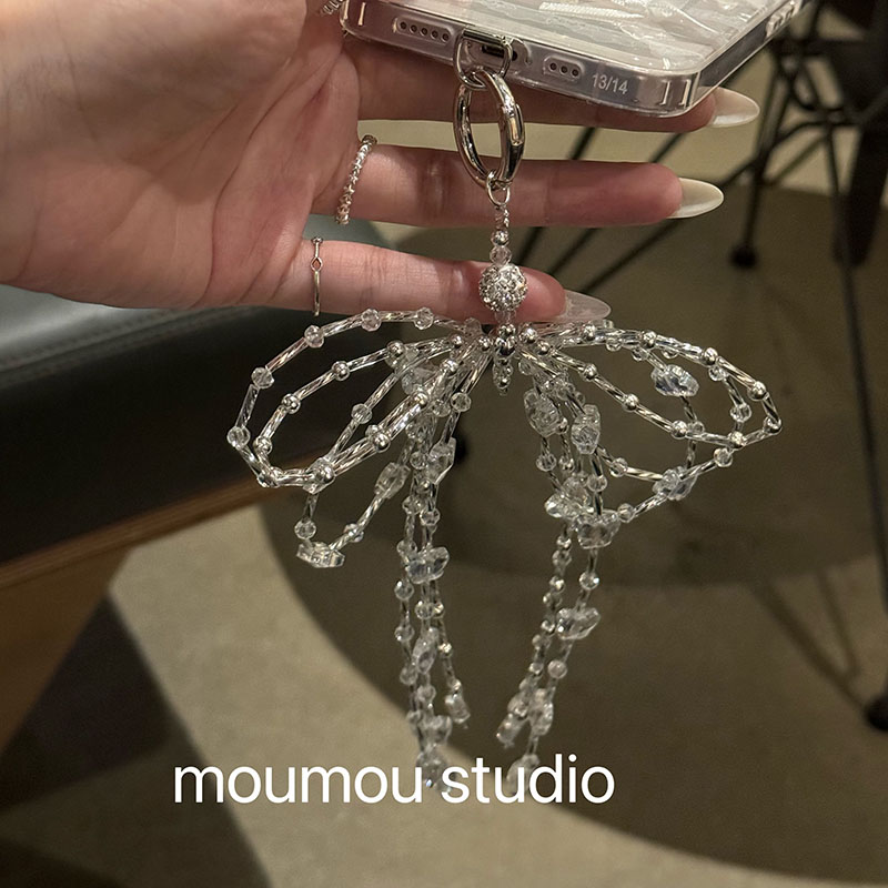 moumou studio大蝴蝶结少女包包挂件通用链串珠链条链挂绳钥