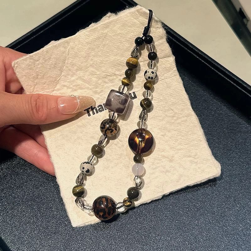 美拉德复古琥珀手机壳串珠挂绳ccd相机咕本卡册高级好质感挂饰