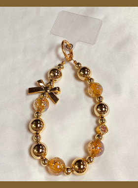 ins金色水晶珠链条钥匙扣通用壳防摔链条串珠链ccd链