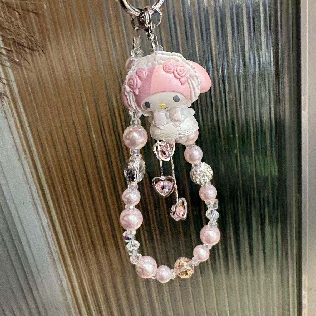 流苏水晶爱心美乐蒂壳挂件ccd相机咕本卡册包包挂饰手串珠女