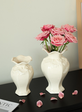 欧式陶瓷花瓶白色高级感ins风复古创意客厅水培鲜花插花餐桌摆件