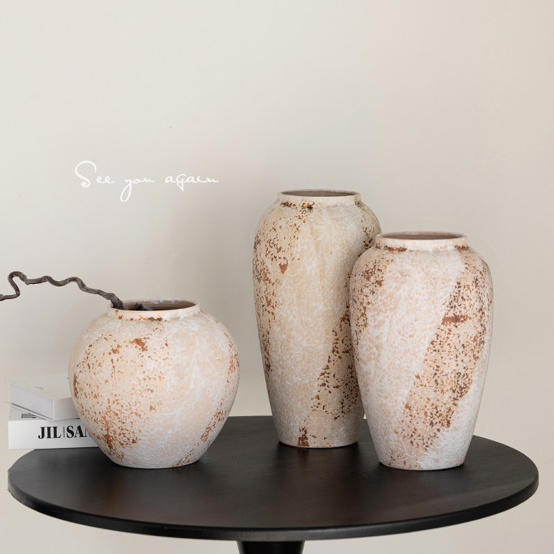 中古侘寂风花瓶陶瓷高级感复古客厅蝴蝶兰芍药餐桌电视柜插花摆件,家居饰品,花瓶,淘宝优惠券,粉丝福利购,淘宝优惠卷