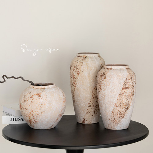 中古侘寂风花瓶陶瓷高级感复古客厅蝴蝶兰芍药餐桌电视柜插花摆件