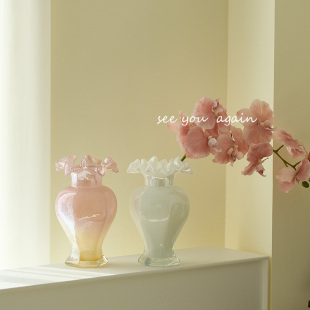 法式 高级感琉璃花瓶玻璃花器客厅插花水养鲜花餐厅酒店ins风摆件