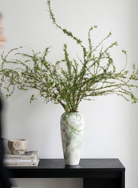 陶瓷花瓶复古小众现代简约风雪柳插花干花水养高级摆件客厅大花瓶