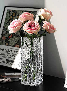 轻奢高级感花瓶摆件客厅水养玻璃透明插花玫瑰百合鲜花大口径专用