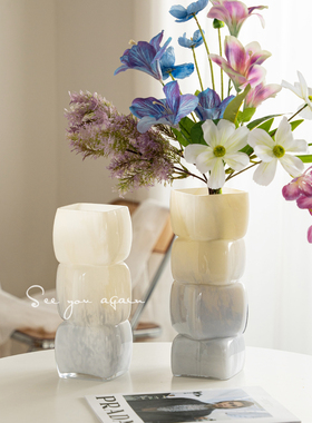 花瓶玻璃高级感法式中古创意不规则水培鲜花客厅插花小众艺术摆件