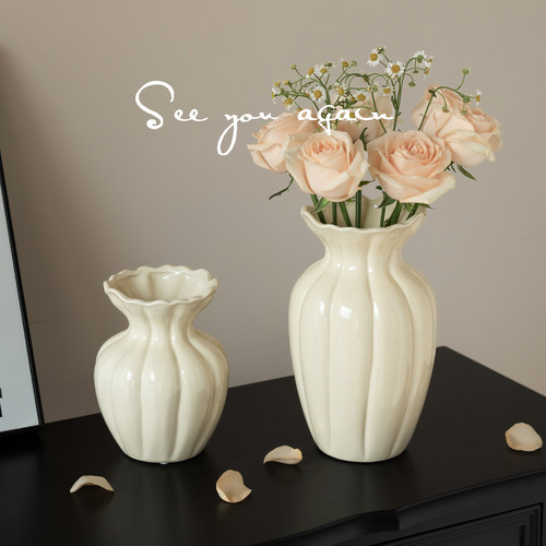 陶瓷花瓶高级感复古白色法式美式
