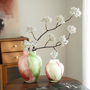 花瓶2026热卖中式复古高级感玻璃客厅鲜花插花专用餐桌装饰摆件