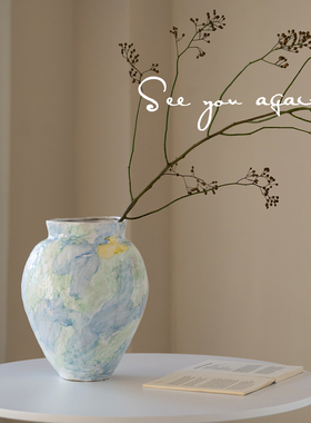 陶瓷花瓶中式复古高级感餐桌大号摆件侘寂风干花插花客厅玄关装饰