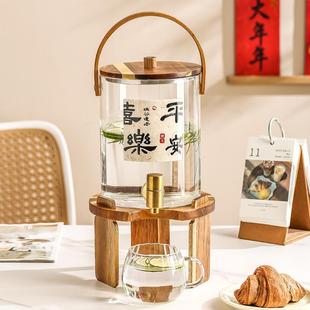 耐高温凉水壶聚会装 家用玻璃冷水壶带龙头大容量日式 饮料壶果汁桶